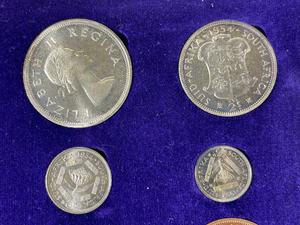 1954 South Africa 9x Coin Proof Set Lot#B2563 Including Silver! Original Box
