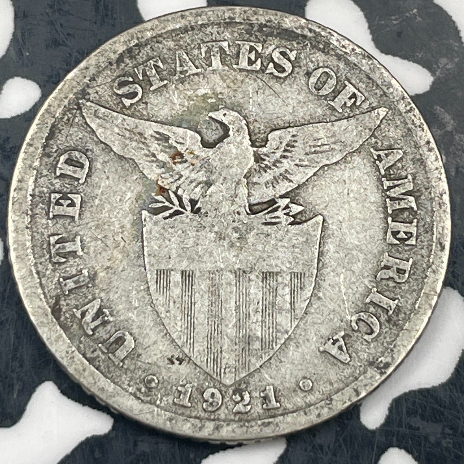 1921 U.S. Philippines 20 Centavos Lot#N3707 Silver!