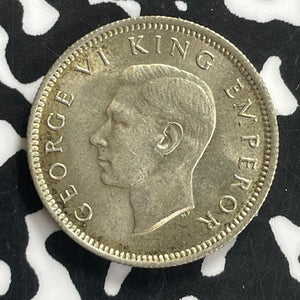 1943 New Zealand 6 Pence Sixpence Lot#C0050 Silver! High Grade! Beautiful!