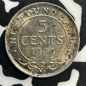 1941-C Newfoundland 5 Cents Lot#T0296 Silver! High Grade! Beautiful!