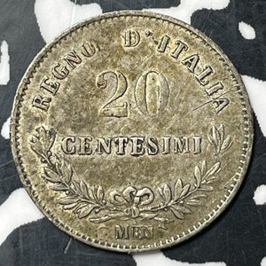 1863-M BN Italy 50 Centesimi Lot#E9536 Silver! Nice!