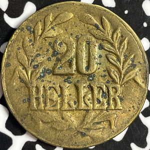 1916-T German East Africa 20 Heller Lot#D9077 Brass