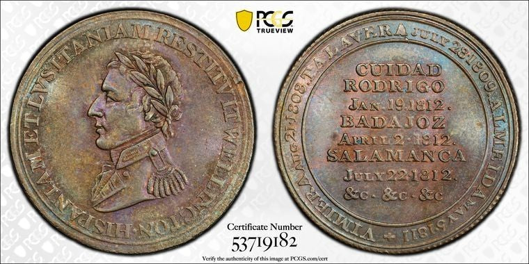 (c.1812) Lower Canada Wellington 1/2 Penny Token PCGS MS64BN Lot#G3689 WE-11A1