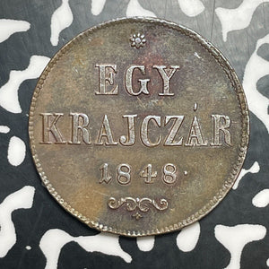 1848 Hungary 1 Krajczar Lot#E9748 High Grade! Beautiful!