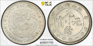 (1901) China Kiangnan 20 Cents PCGS AU58 Lot#G7364 Silver! Y#143a, LM-238