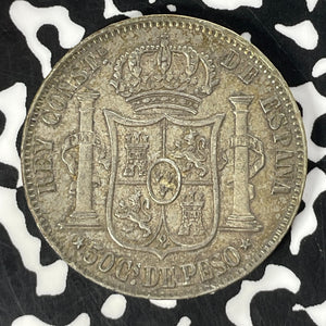 1885 Spanish Philippines 50 Centavos Lot#T4683 Silver!