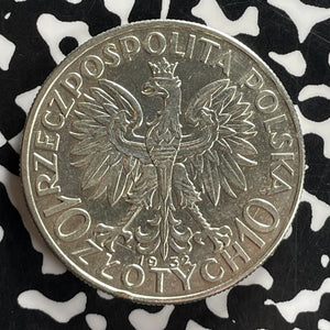 1932 Poland 10 Zlotych Lot#JM9795 Large Silver! Nice!