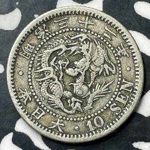 (1899) Japan 10 Sen Lot#E7714 Silver!