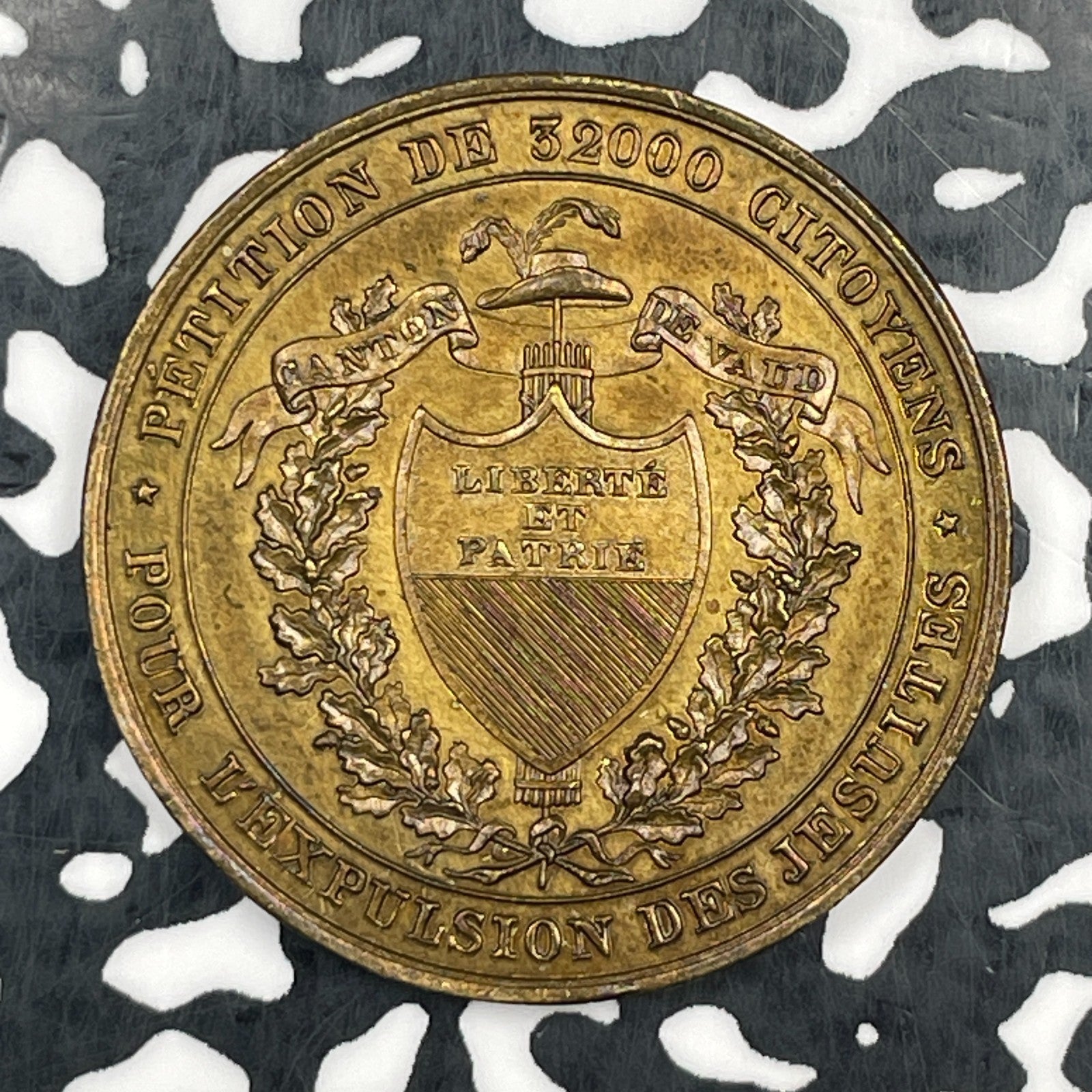 1845 Switzerland Vaud Expulsion Of The Jesuits Medal Lot#JM2399 30mm