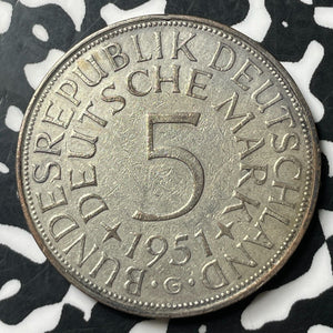 1951-G West Germany 5 Mark Lot#E8118 Silver!