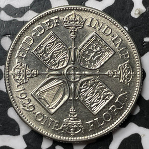 1929 Great Britain 1 Florin Lot#E1390 Silver! High Grade! Beautiful!