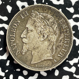 1869-A France 5 Francs Lot#JM9868 Large Silver! Nice!