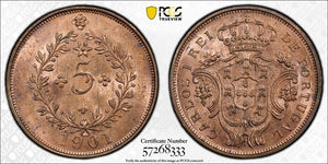 1901 Azores 5 Reis PCGS MS64RB Lot#G756 Choice UNC!