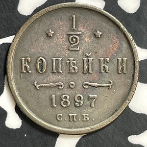 1897 Russia 1/2 Kopek Lot#E7924