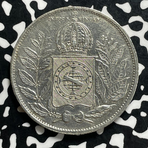 1852 Brazil 2000 Reis Lot#JM9970 Large Silver! Old Cleaning