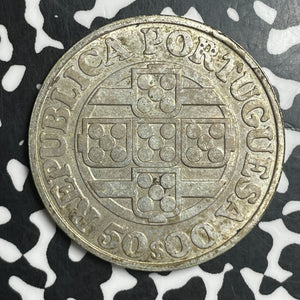 1971 Portugal 50 Escudos Lot#T6705 Silver!