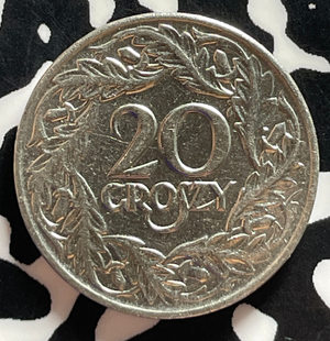 1923 Poland 20 Groszy Lot#T4314 High Grade! Beautiful!