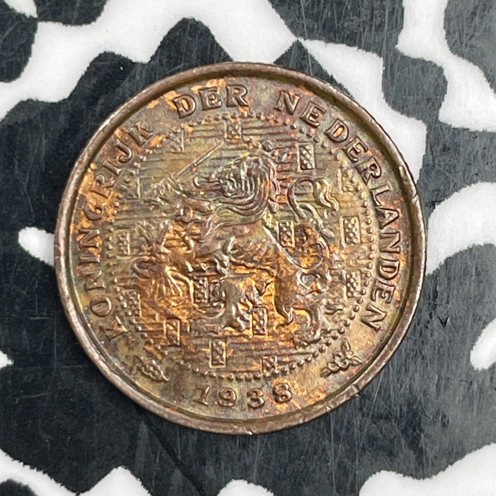 1938 Netherlands 1/2 Cent Half Cent Lot#F9095 High Grade! Beautiful!