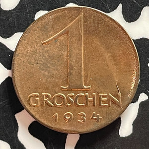 1934 Austria 1 Groschen Lot#T4742 High Grade! Beautiful!
