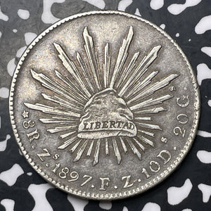 1897-Zs FZ Mexico 8 Reales Lot#JM8270 Large Silver! Nice!