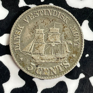 1879 Danish West Indies 5 Cents Lot#C1129 Silver!