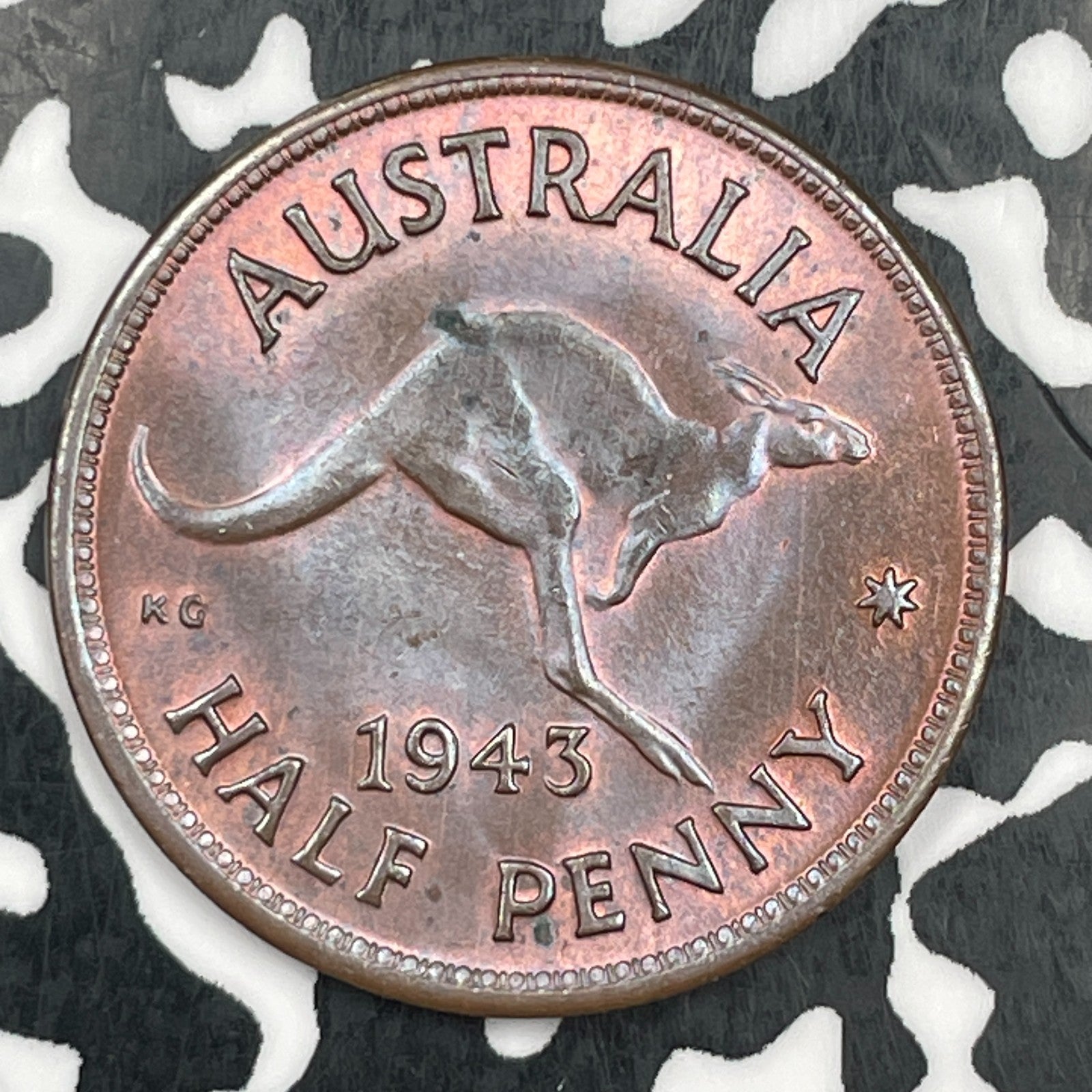 1943 Australia 1/2 Penny Half Penny Lot#F9207 High Grade! Beautiful!