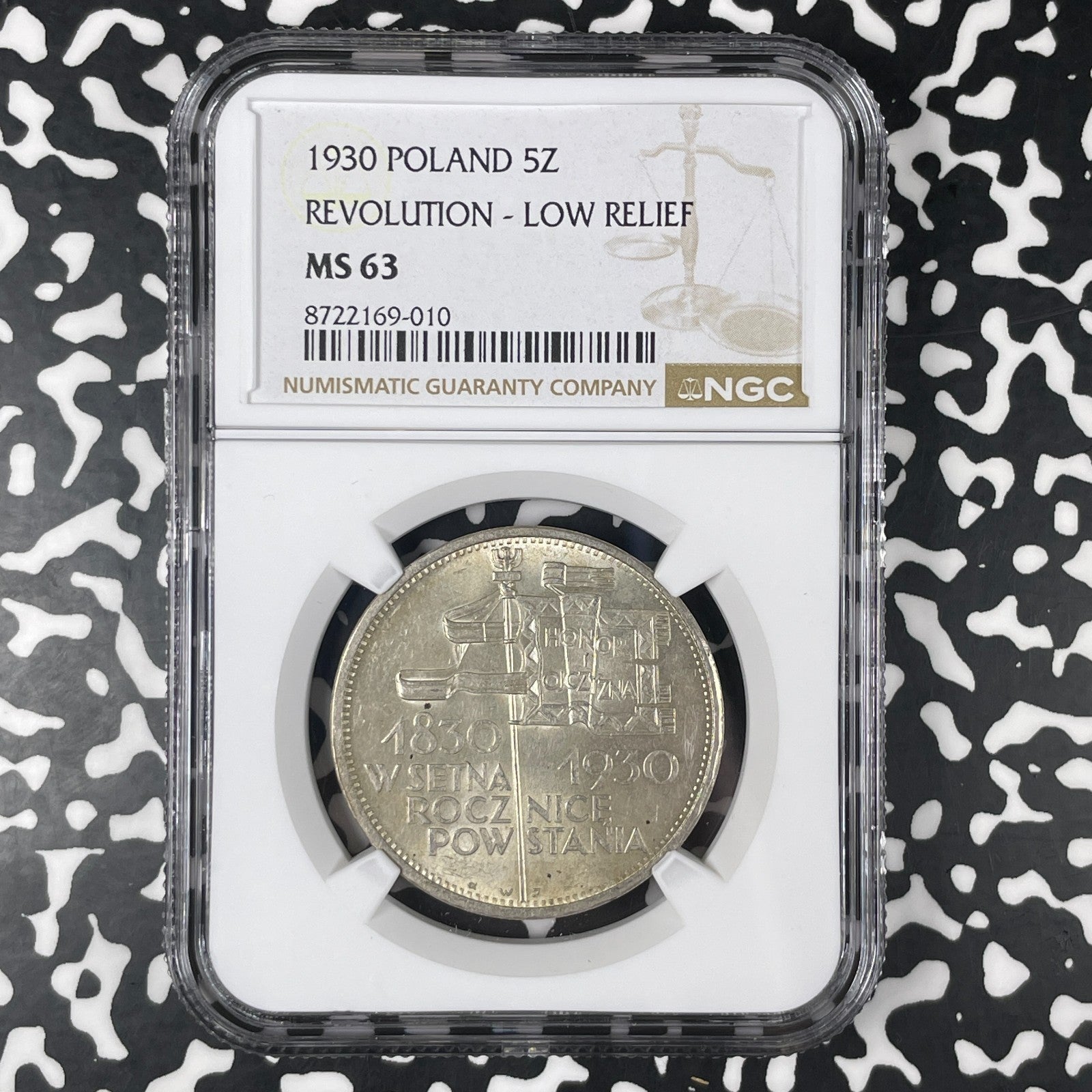 1930 Poland Revolution Centennial 5 Zlotych NGC MS63 Lot#G1809 Silver!
