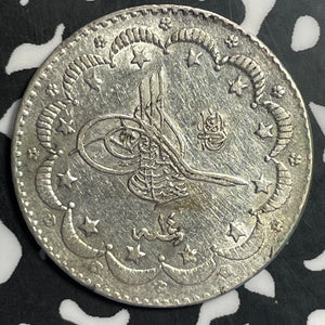 AH 1293 Year 14 (1876) Turkey 5 Kurus Lot#E8033 Silver! Nice!