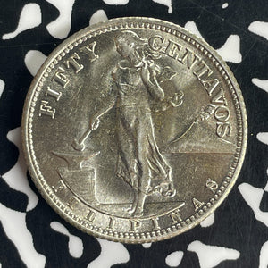1944-S U.S. Philippines 50 Centavos Lot#T8857 Silver! High Grade! Beautiful!