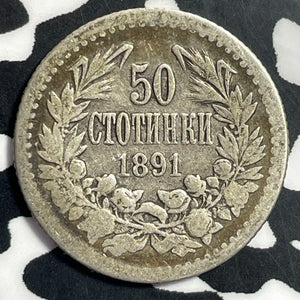 1891 Bulgaria 50 Stotinki Lot#E7985 Silver!