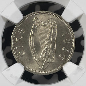 1956 Ireland 3 Pence Threepence NGC MS66 Lot#G012 Gem BU!