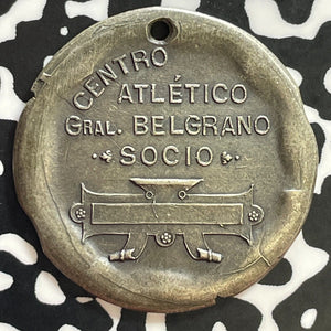 (1907) Argentina Gral. Belgrano Athletic Center Medal Lot#E9313 Silver! 29mm