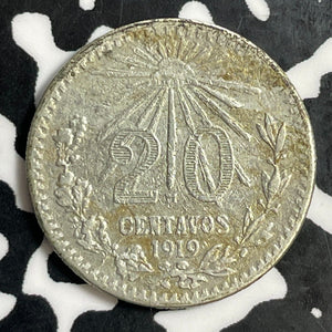 1919 Mexico 20 Centavos Lot#E9707 Silver!