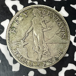 1919-S U.S. Philippines 50 Centavos Lot#T5209 Silver!