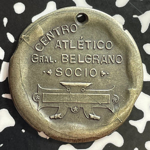 (1907) Argentina Gral. Belgrano Athletic Center Medal Lot#E9311 Silver! 29mm