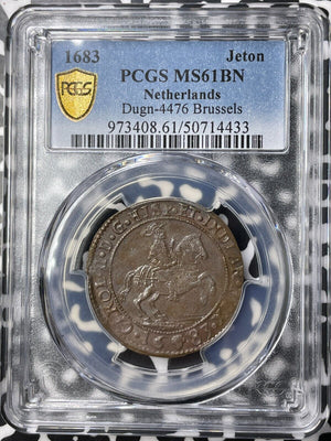 1683 Spanish Netherlands Brussels Jeton PCGS MS61BN Lot#G9423 Dugn-4476