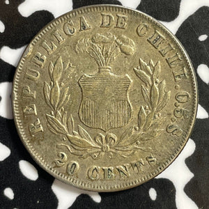 1893 Chile 20 Centavos Lot#E2987 Silver! Nice!