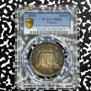 1818 France Lyon Labor Court Jeton PCGS MS63 Lot#G1015 Silver! Beautiful Toning!