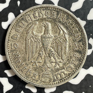 1936-A Germany 5 Mark Lot#E9354 Silver!