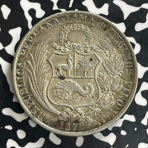 1879 Peru 1 Sol Lot#JM0118 Large Silver! Nice!