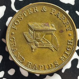 (1850s) U.S. Grand Rapids Michigan Foster & Parry Merchant Token Lot#T7600 Nice!