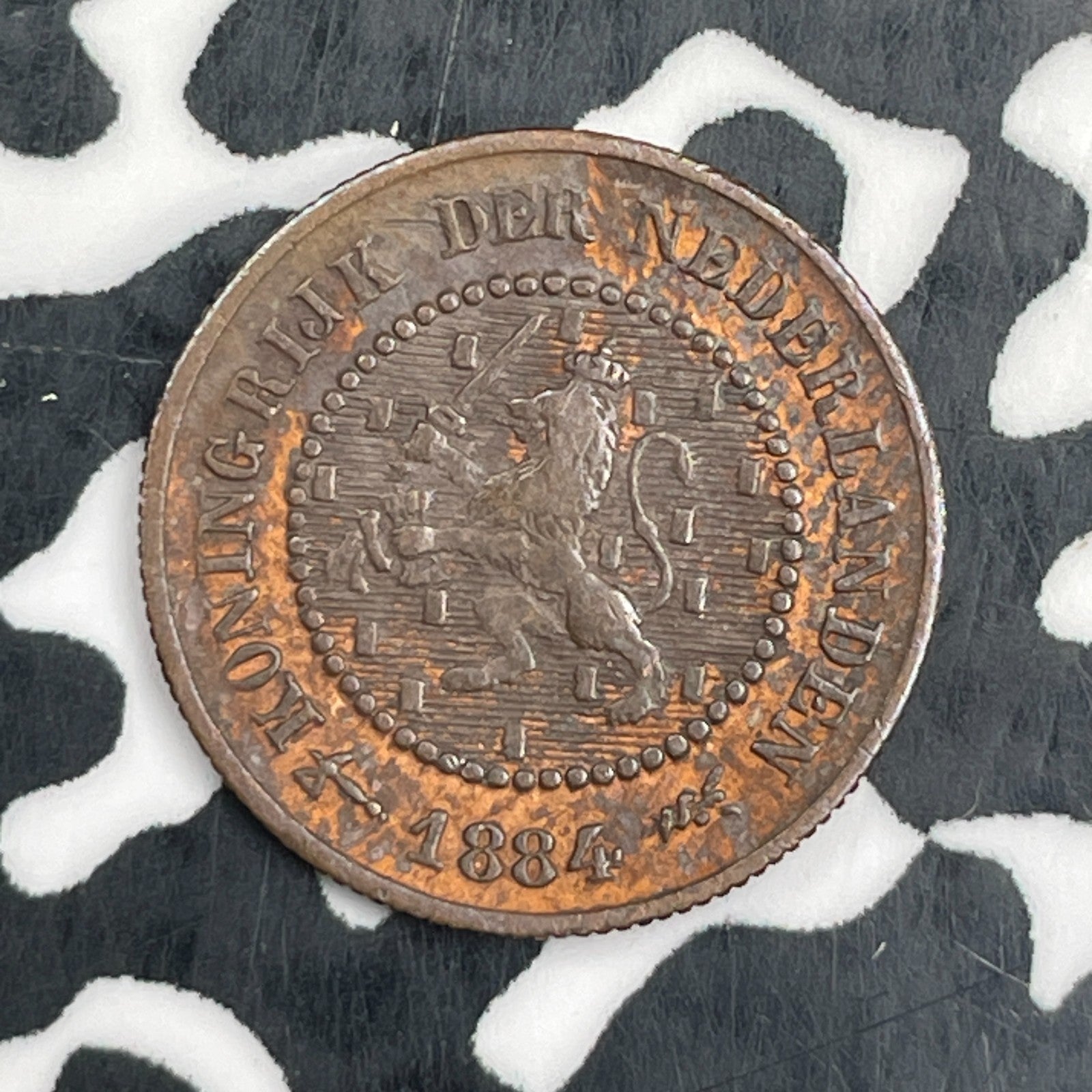 1884 Netherlands 1/2 Cent Half Cent Lot#N2040 High Grade! Beautiful!