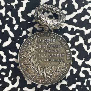 Undated France Paris Animal Assistance Society Medal Lot#OV1564 Silver! 37mm
