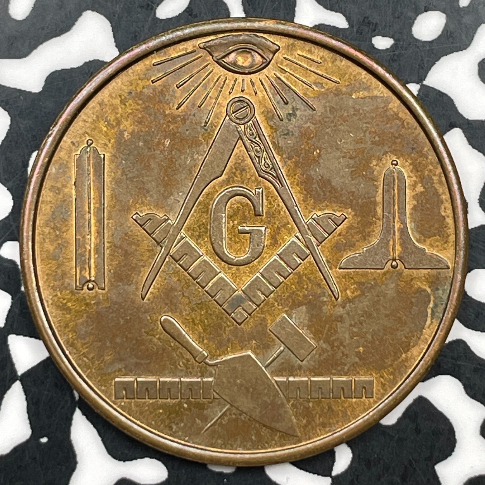 Undated U.S. Masonic Token Lot#F5385 High Grade! Beautiful! 32mm