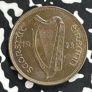 1928 Ireland 1/2 Penny Half Penny Lot#C0097 High Grade! Beautiful!