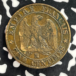1855-MA France 5 Centimes Lot#T7216 Nice! Better Date