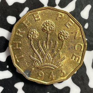 1943 Great Britain 3 Pence Threepence Lot#E1889 Nice!