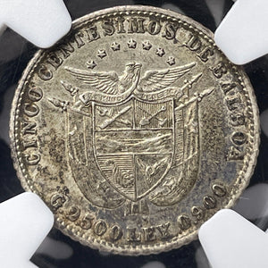 1904 Panama 5 Centesimos NGC AU55 Lot#G7248 Silver!