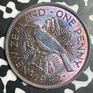 1942 New Zealand 1 Penny Lot#E9775 High Grade! Beautiful Toning!