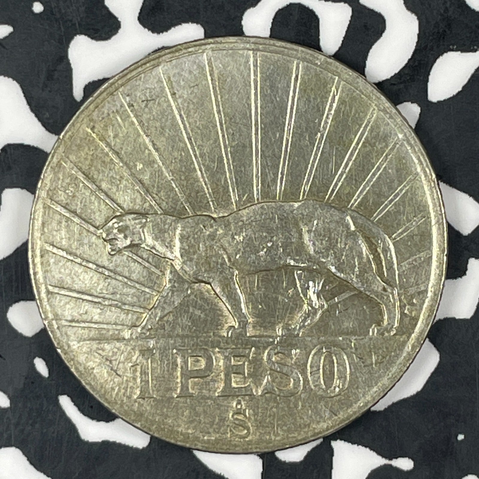 1942 Uruguay 1 Peso Lot#C9101 Silver! Nice Detail, Old Cleaning